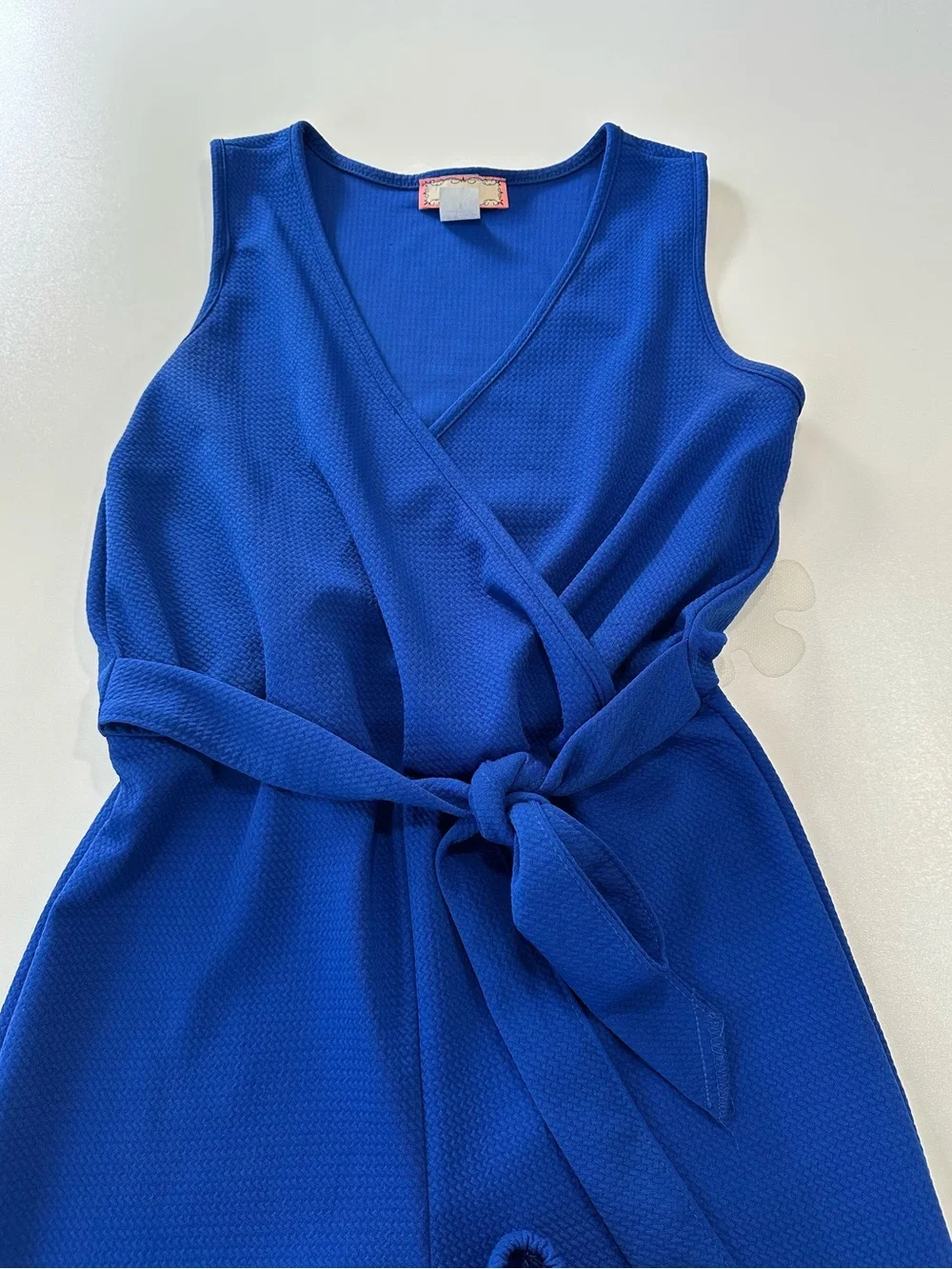 Sleeveless Royal Blue Wrap Jumpsuit with Tie Waist  V - Neck Size S